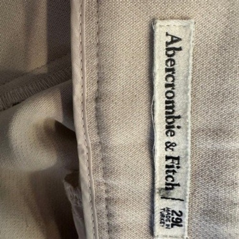 Abercrombie & Fitch 29L Tailored Pants Khaki Straight Leg Trouser Office Chic - Picture 4 of 5